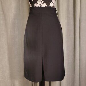 Banana Republic Belted A-Line Front Slit Skirt Black 6P